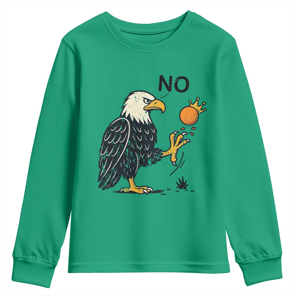 Bald Eagle No Kings In America Youth Sweatshirt No Orange We The People Patriotic Political Statement - Wonder Print Shop