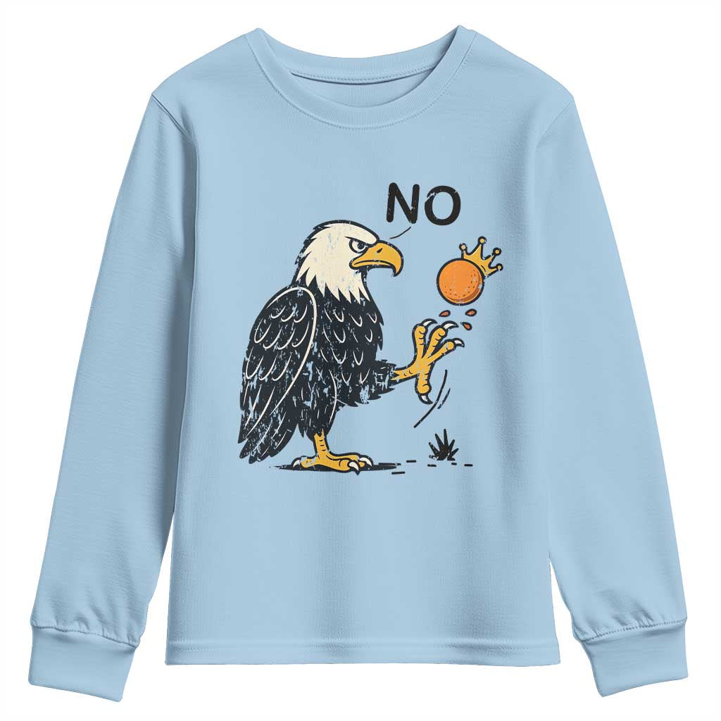 Bald Eagle No Kings In America Youth Sweatshirt No Orange We The People Patriotic Political Statement - Wonder Print Shop