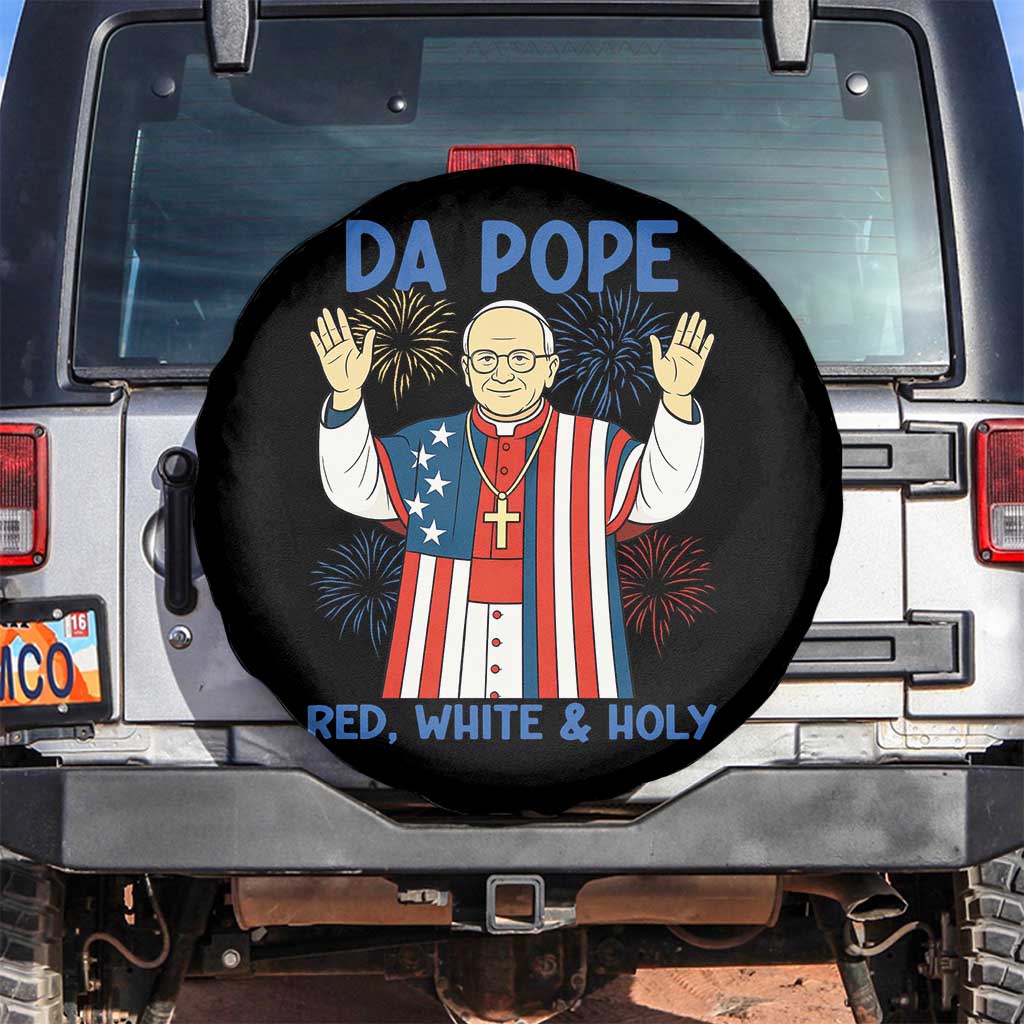 Da Pope Funny 4th of July Spare Tire Cover Red White and Holy Patriotic Catholic - Wonder Print Shop