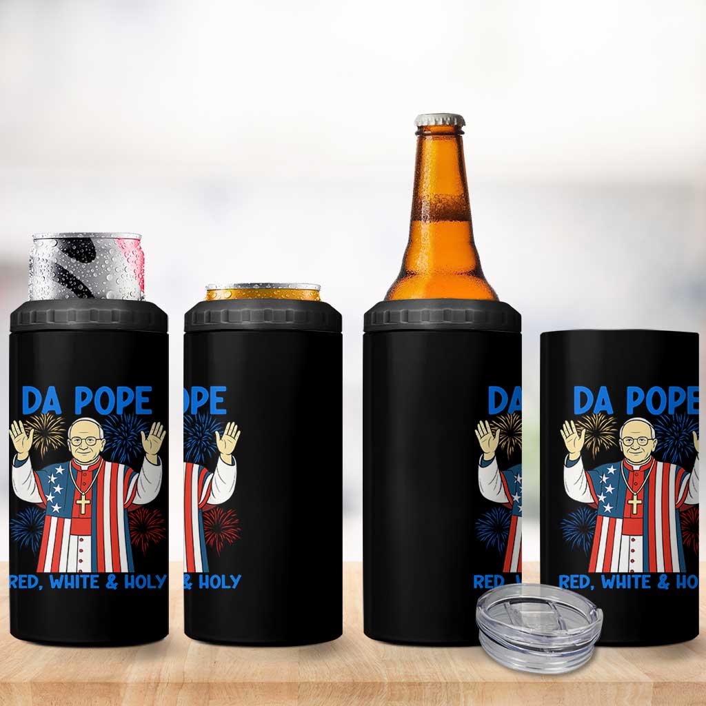 Da Pope Funny 4th of July 4 in 1 Can Cooler Tumbler Red White and Holy Patriotic Catholic - Wonder Print Shop