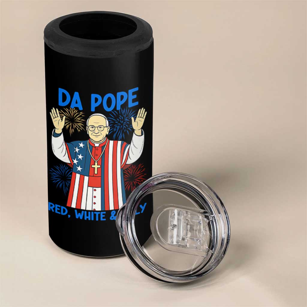 Da Pope Funny 4th of July 4 in 1 Can Cooler Tumbler Red White and Holy Patriotic Catholic - Wonder Print Shop