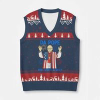 Da Pope Funny 4th of July V-Neck Knit Sweater Vest Red White and Holy Patriotic Catholic - Wonder Print Shop