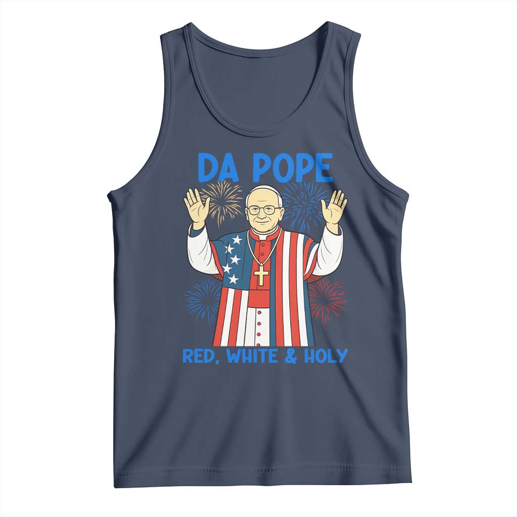 Da Pope Funny 4th of July Tank Top Red White and Holy Patriotic Catholic - Wonder Print Shop