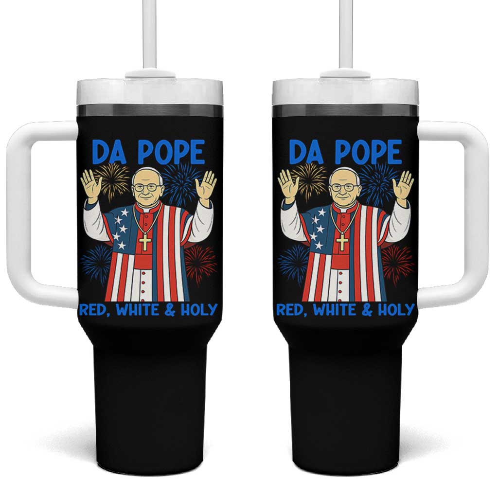 Da Pope Funny 4th of July Tumbler With Handle Red White and Holy Patriotic Catholic - Wonder Print Shop