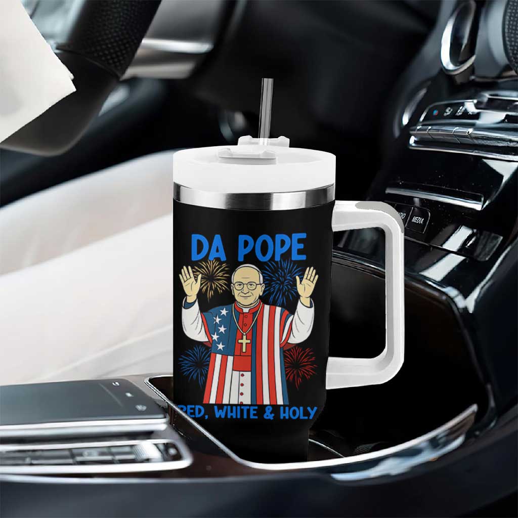 Da Pope Funny 4th of July Tumbler With Handle Red White and Holy Patriotic Catholic - Wonder Print Shop