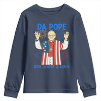 Da Pope Funny 4th of July Youth Sweatshirt Red White and Holy Patriotic Catholic - Wonder Print Shop