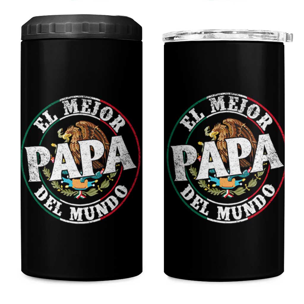 Mexican Dad 4 in 1 Can Cooler Tumbler El Mejor Papá del Mundo Mexico Flag Eagle
