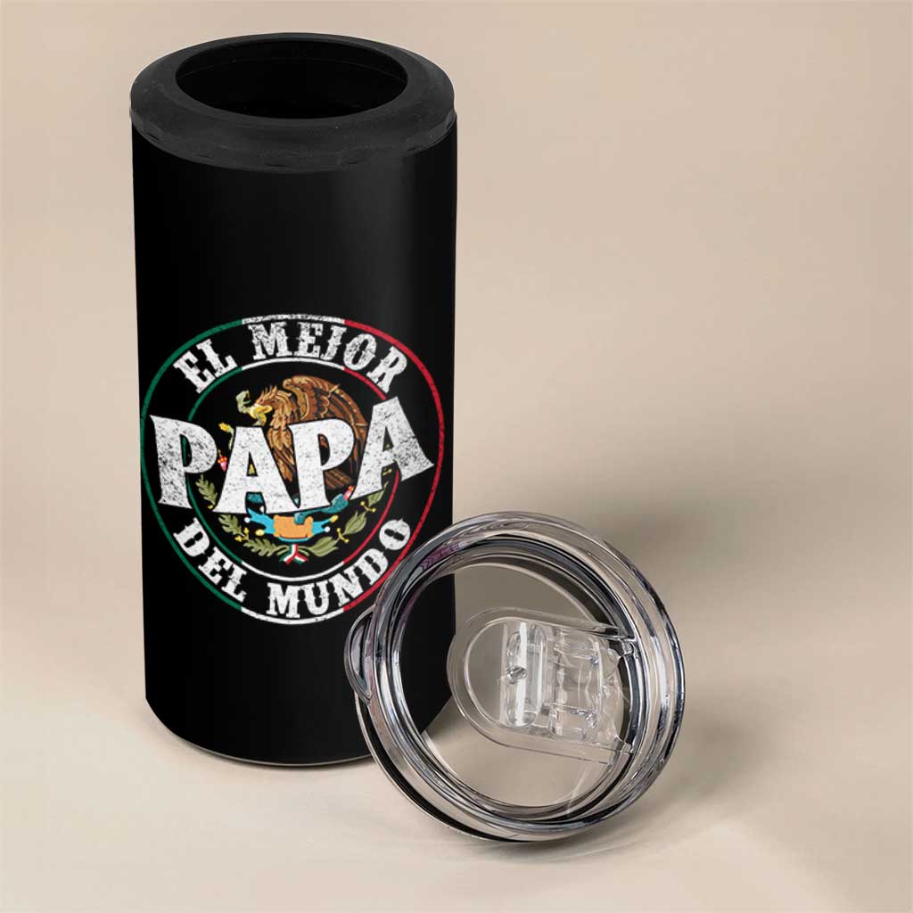 Mexican Dad 4 in 1 Can Cooler Tumbler El Mejor Papá del Mundo Mexico Flag Eagle