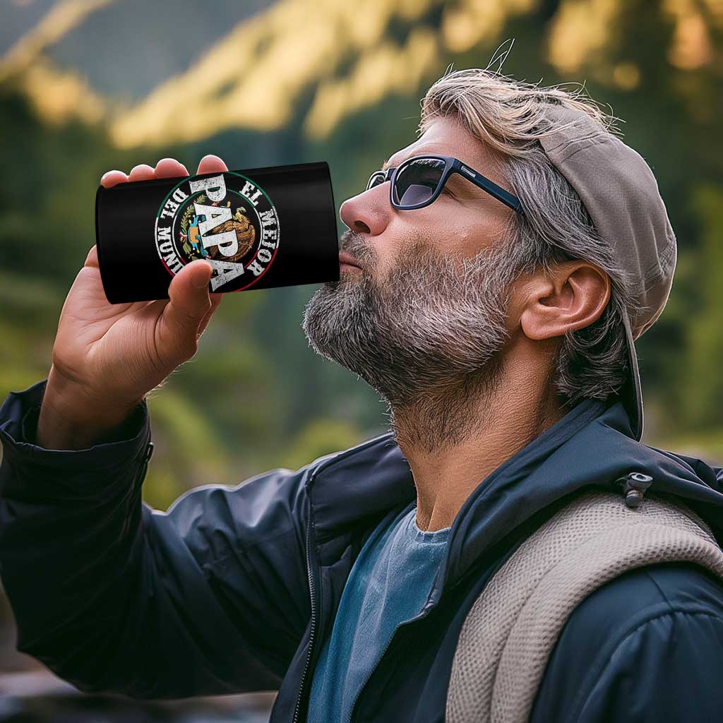 Mexican Dad 4 in 1 Can Cooler Tumbler El Mejor Papá del Mundo Mexico Flag Eagle