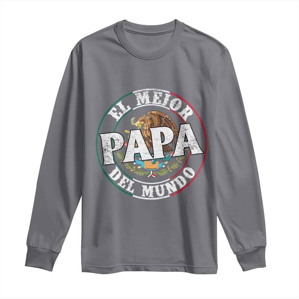 Mexican Dad Long Sleeve Shirt El Mejor Papá del Mundo Mexico Flag Eagle