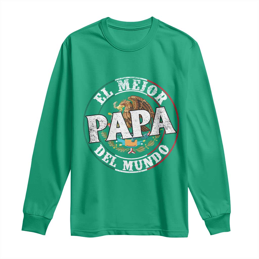Mexican Dad Long Sleeve Shirt El Mejor Papá del Mundo Mexico Flag Eagle