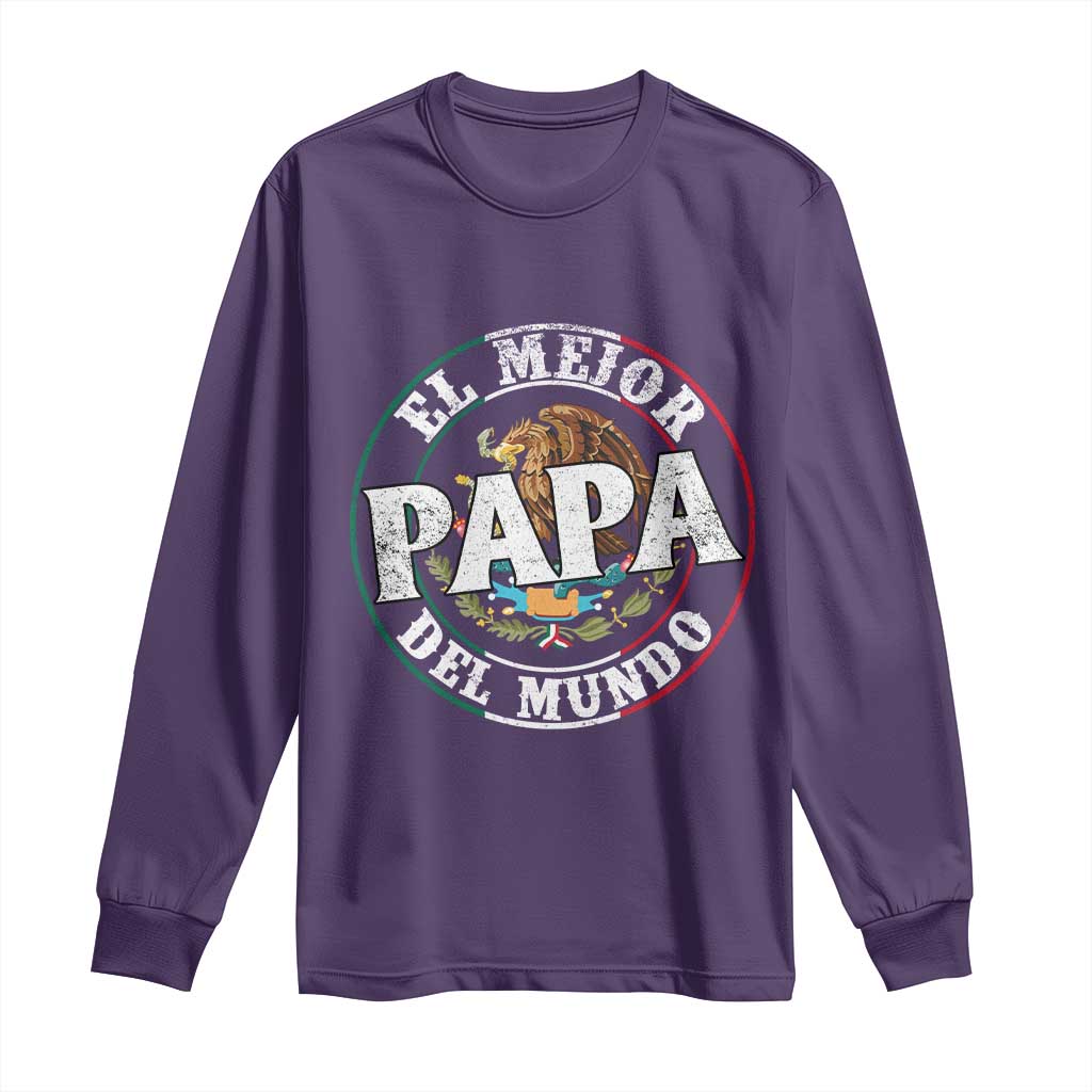 Mexican Dad Long Sleeve Shirt El Mejor Papá del Mundo Mexico Flag Eagle