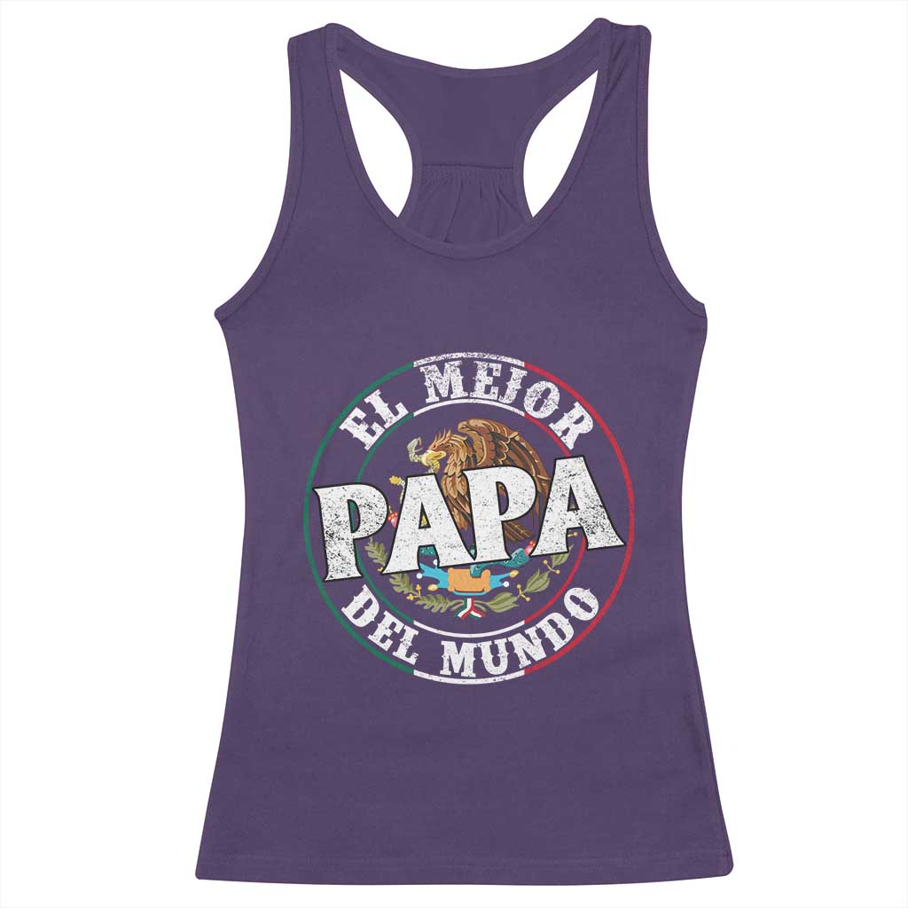 Mexican Dad Racerback Tank Top El Mejor Papá del Mundo Mexico Flag Eagle