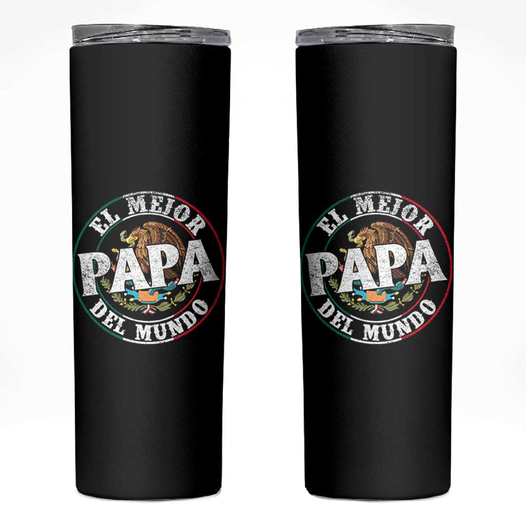 Mexican Dad Skinny Tumbler El Mejor Papá del Mundo Mexico Flag Eagle