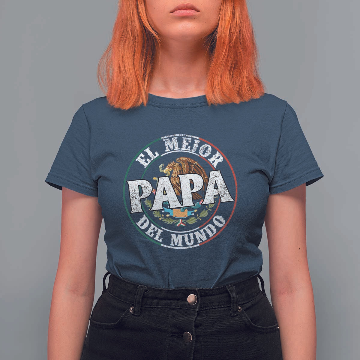 Mexican Dad T Shirt For Women El Mejor Papá del Mundo Mexico Flag Eagle