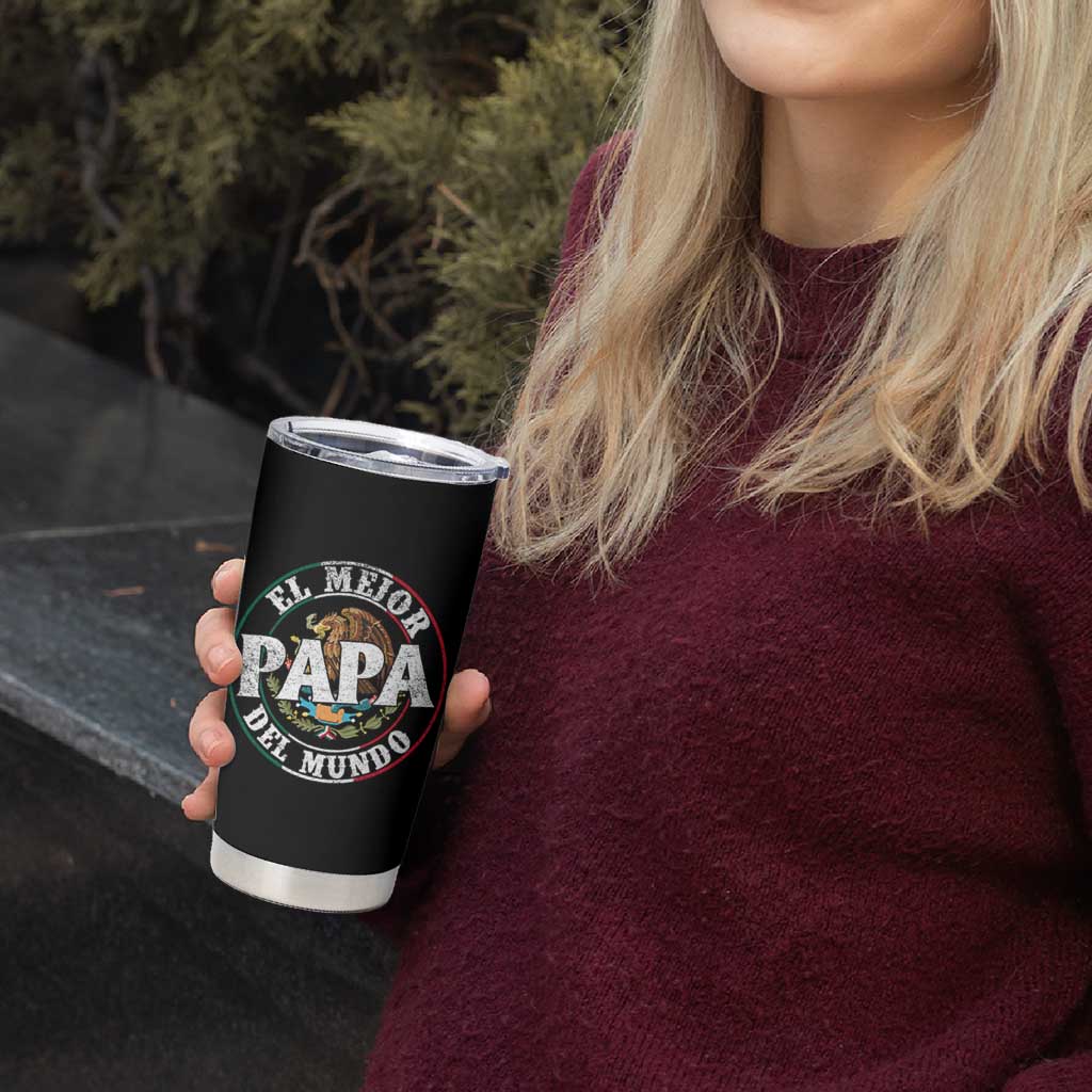 Mexican Dad Tumbler Cup El Mejor Papá del Mundo Mexico Flag Eagle