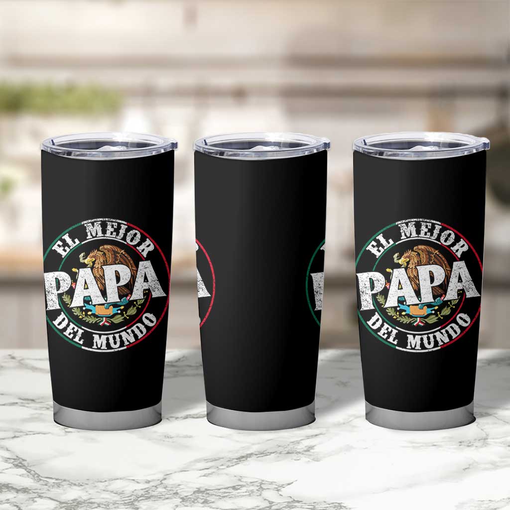 Mexican Dad Tumbler Cup El Mejor Papá del Mundo Mexico Flag Eagle