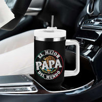 Mexican Dad Tumbler With Handle El Mejor Papá del Mundo Mexico Flag Eagle
