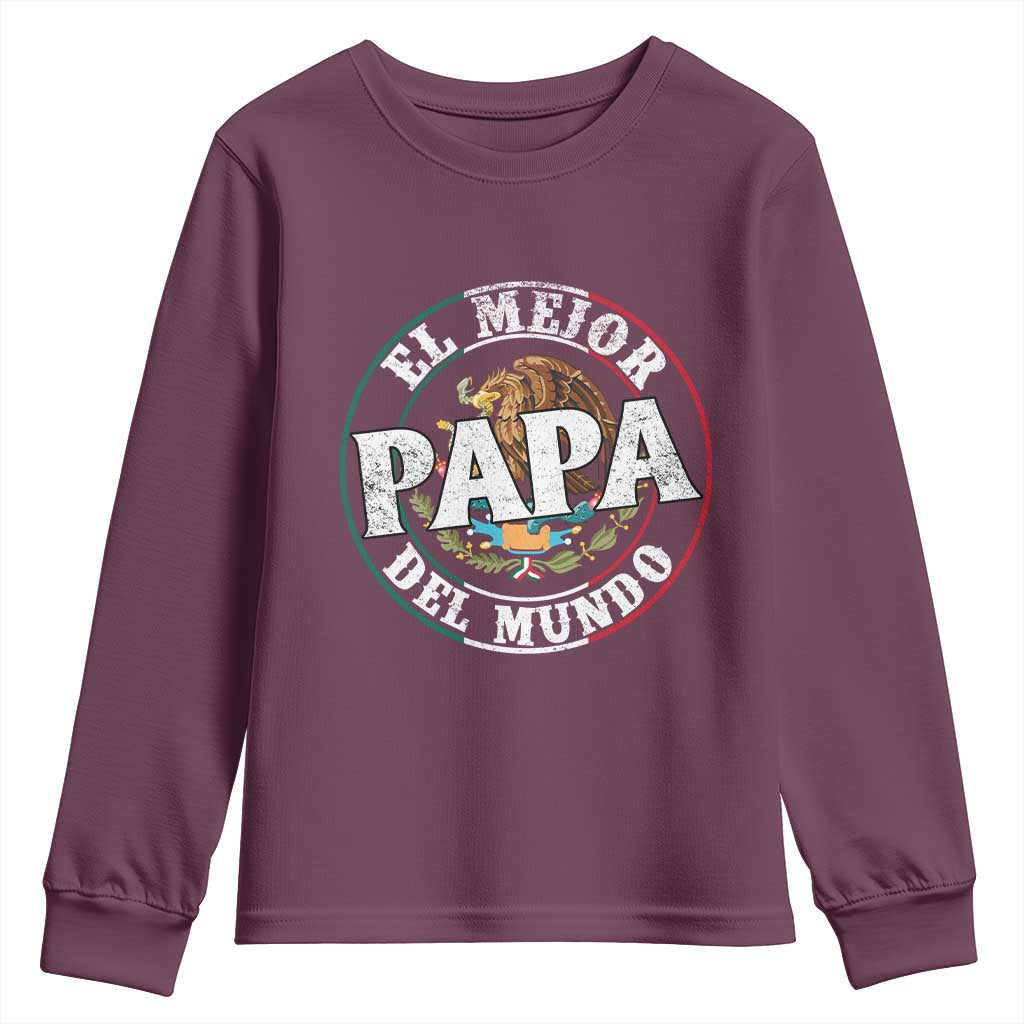 Mexican Dad Youth Sweatshirt El Mejor Papá del Mundo Mexico Flag Eagle