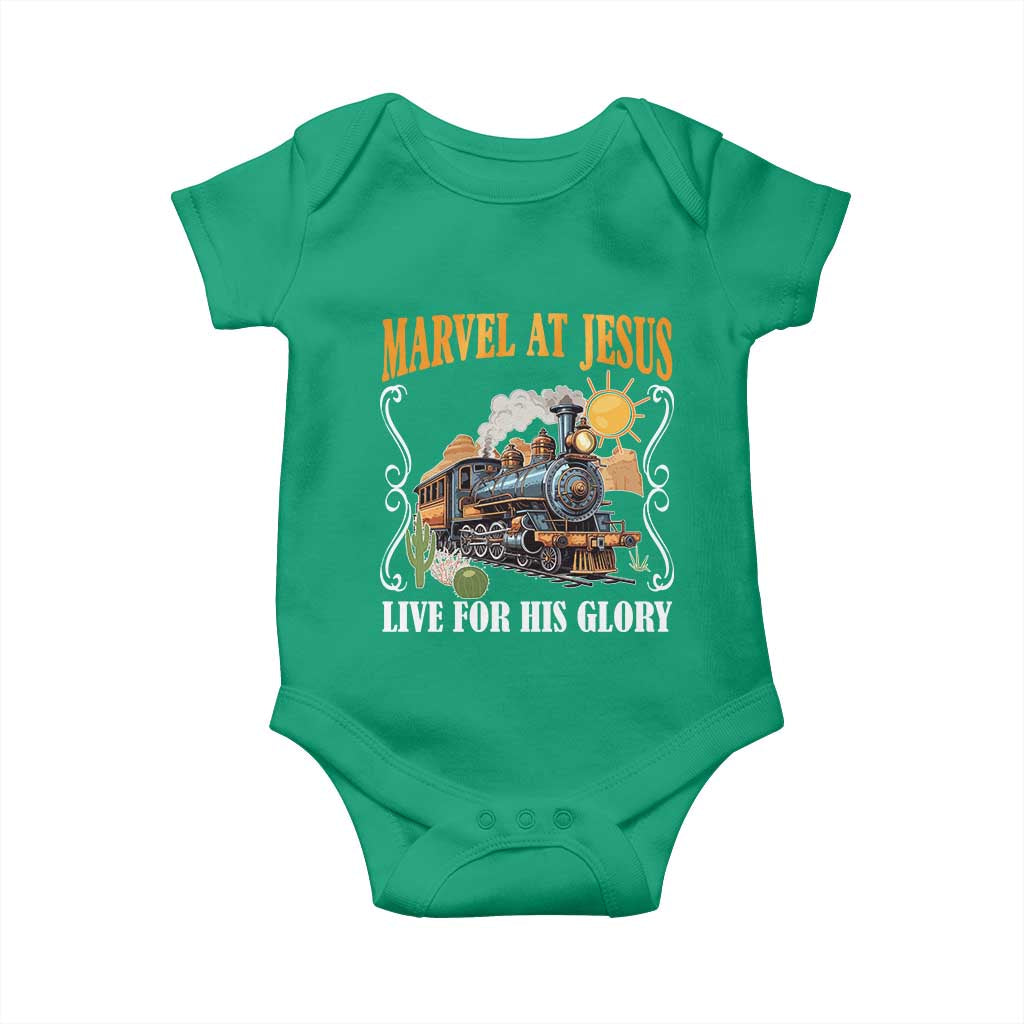 Summer VBS 2025 Baby Onesie Marvel at Jesus Live for His Glory Christian Bible Camp