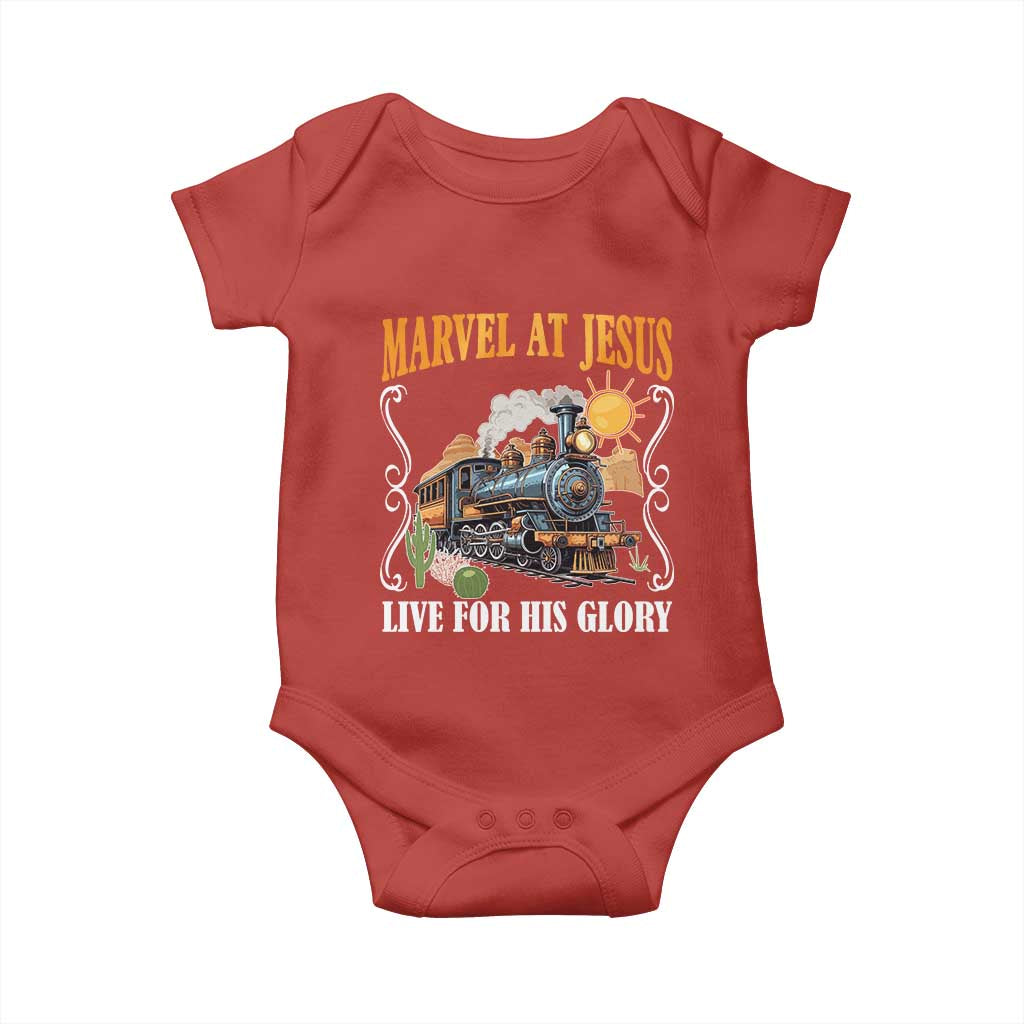 Summer VBS 2025 Baby Onesie Marvel at Jesus Live for His Glory Christian Bible Camp