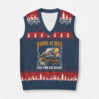 Summer VBS 2025 V-Neck Knit Sweater Vest Marvel at Jesus Live for His Glory Christian Bible Camp - Wonder Print Shop