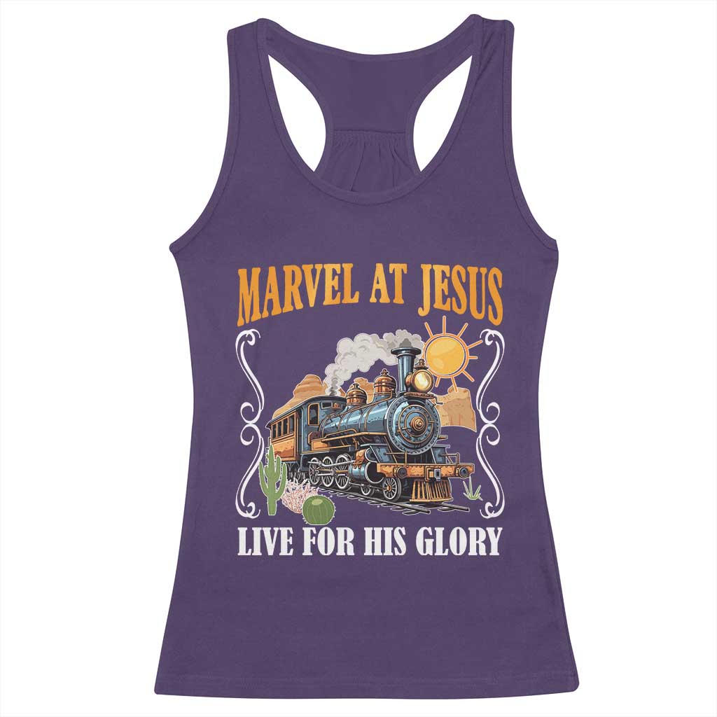 Summer VBS 2025 Racerback Tank Top Marvel at Jesus Live for His Glory Christian Bible Camp