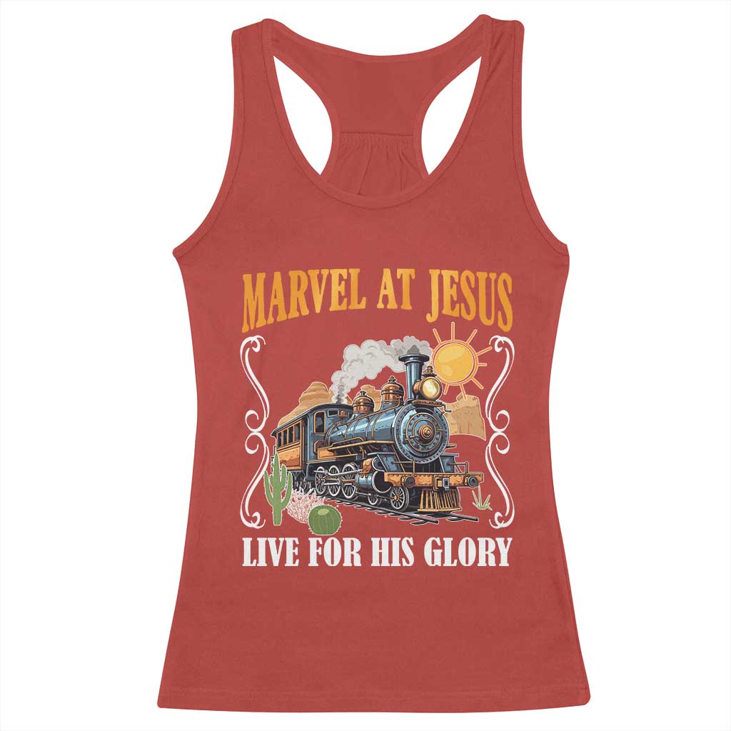 Summer VBS 2025 Racerback Tank Top Marvel at Jesus Live for His Glory Christian Bible Camp