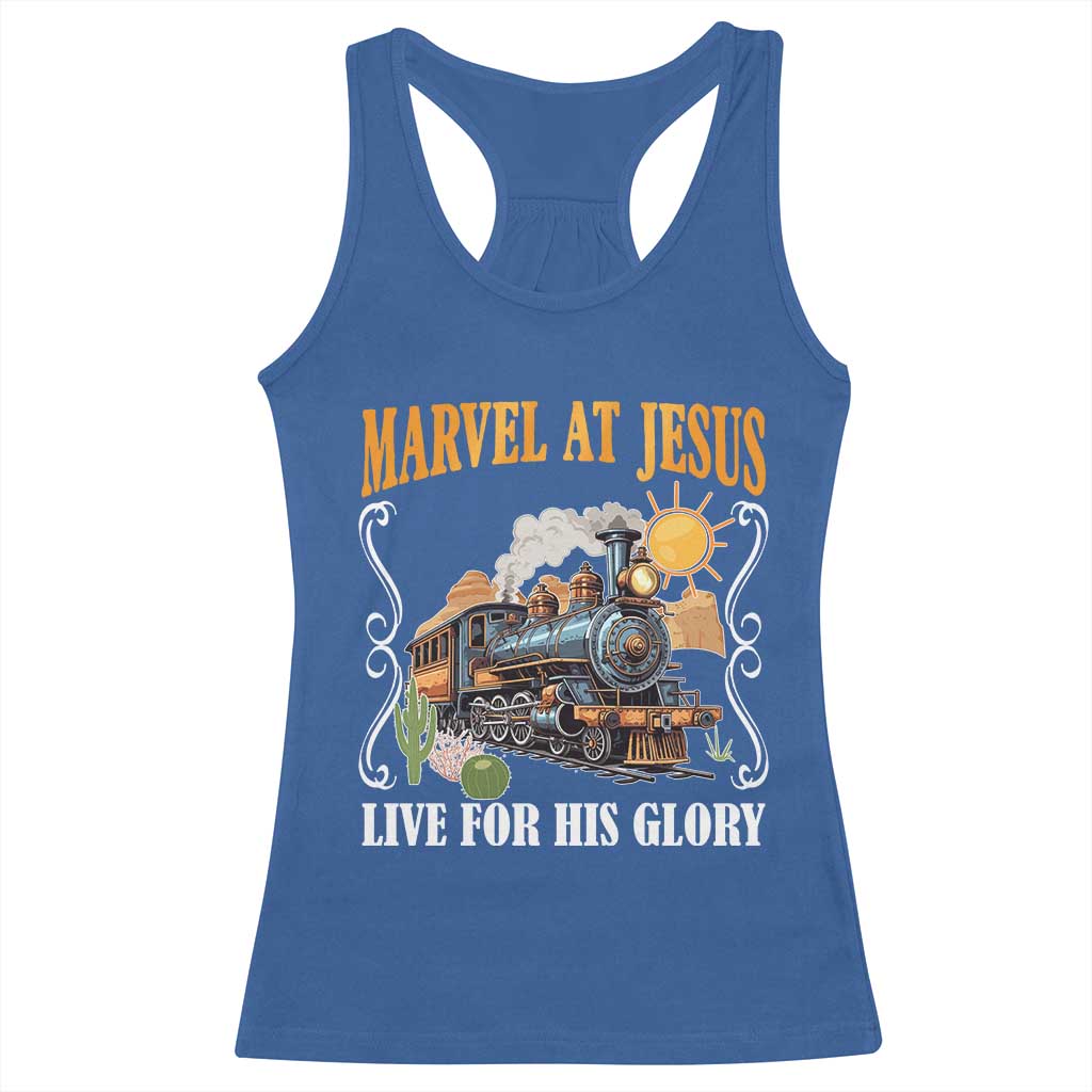Summer VBS 2025 Racerback Tank Top Marvel at Jesus Live for His Glory Christian Bible Camp