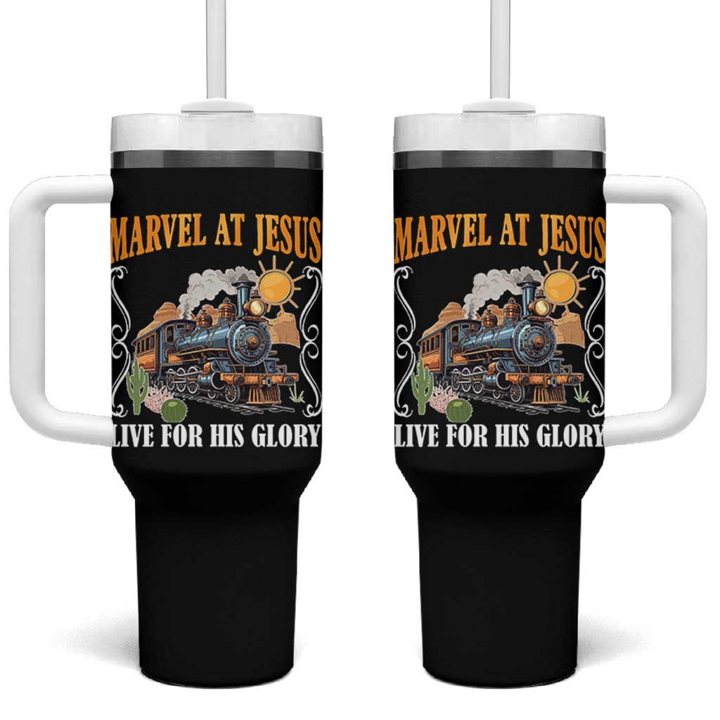 Summer VBS 2025 Tumbler With Handle Marvel at Jesus Live for His Glory Christian Bible Camp