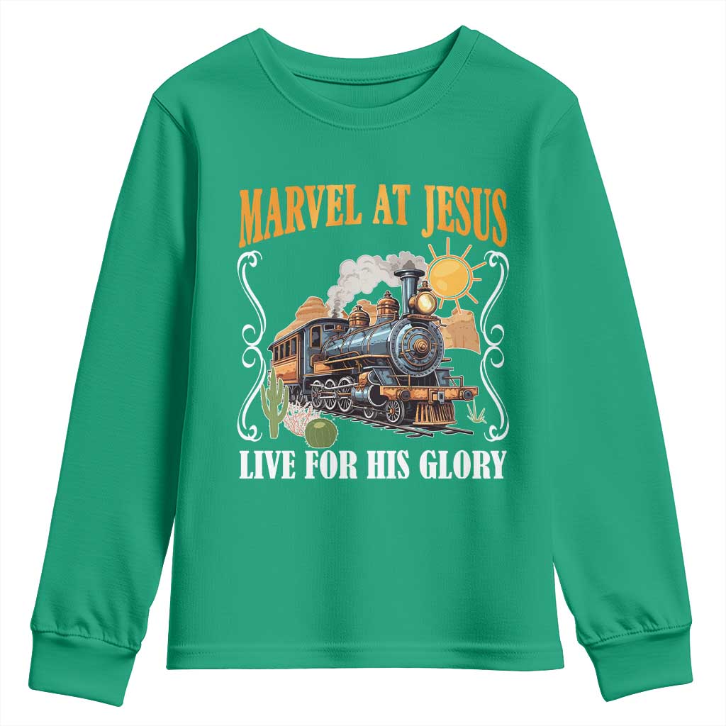 Summer VBS 2025 Youth Sweatshirt Marvel at Jesus Live for His Glory Christian Bible Camp
