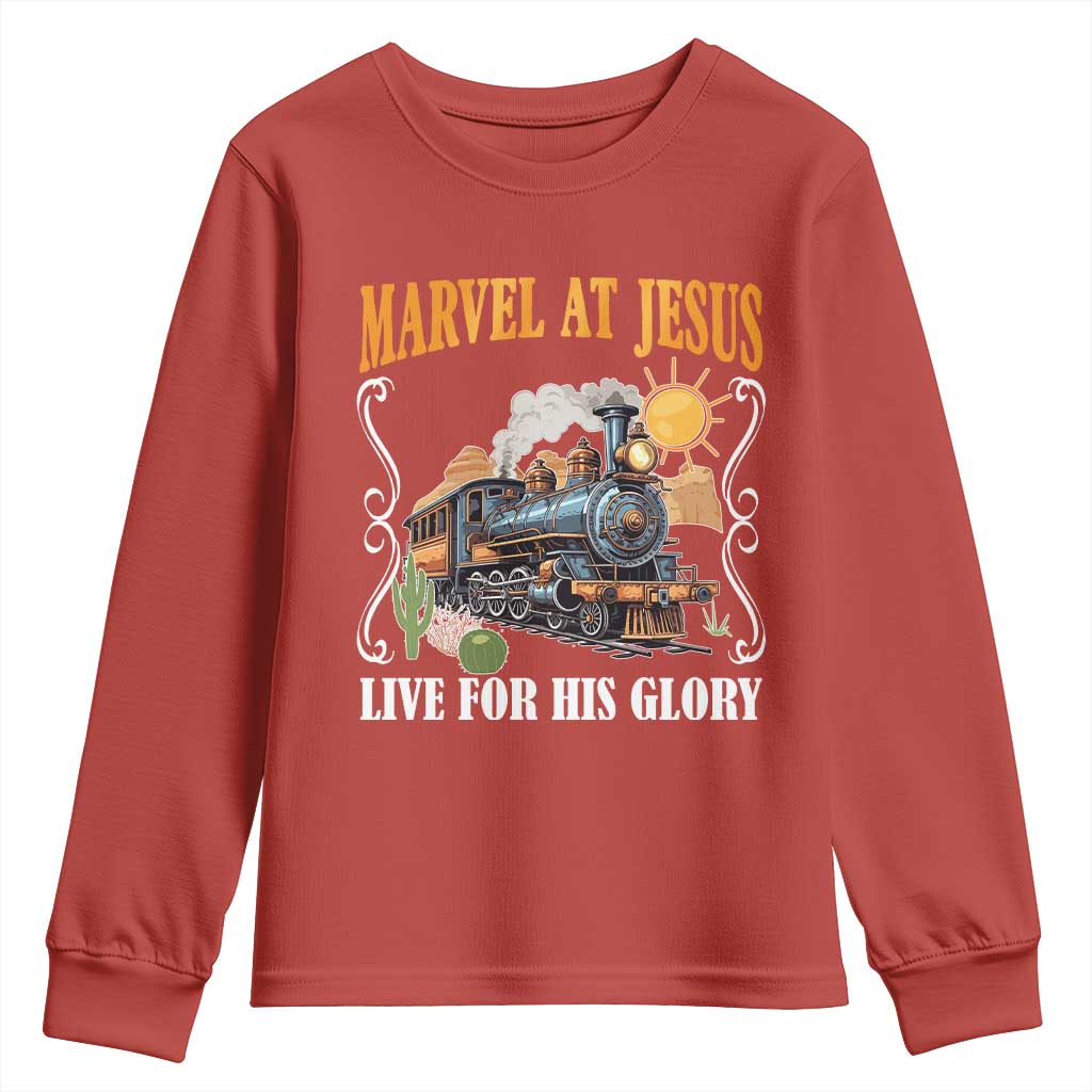 Summer VBS 2025 Youth Sweatshirt Marvel at Jesus Live for His Glory Christian Bible Camp