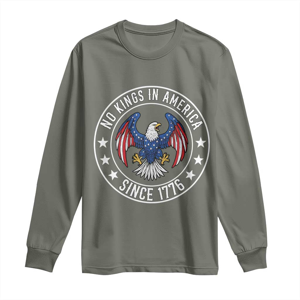 No Kings in America Patriotic Eagle Long Sleeve Shirt Since 1776 4th of July USA Independence Day