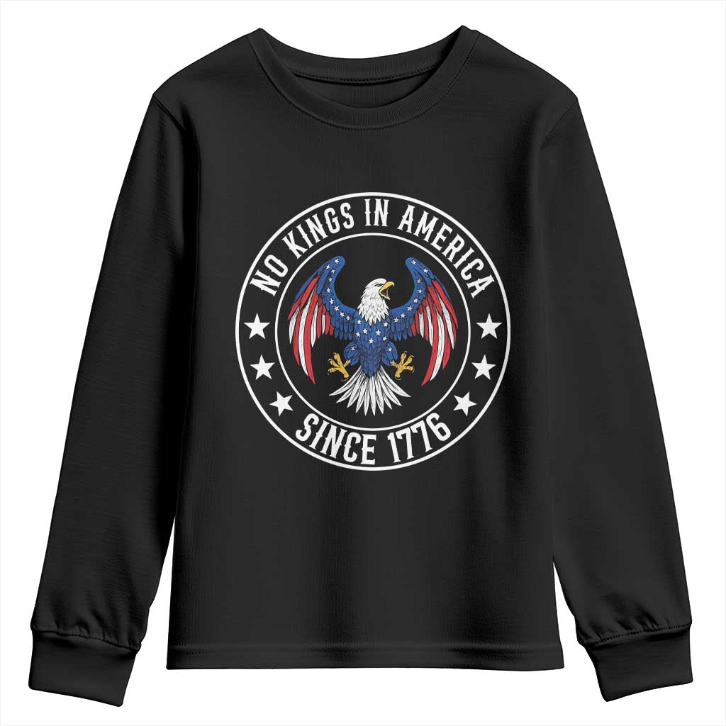 No Kings in America Patriotic Eagle Youth Sweatshirt Since 1776 4th of July USA Independence Day