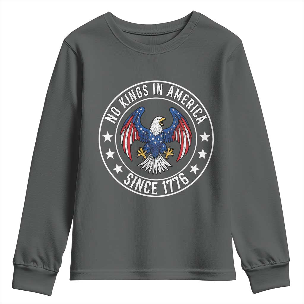 No Kings in America Patriotic Eagle Youth Sweatshirt Since 1776 4th of July USA Independence Day