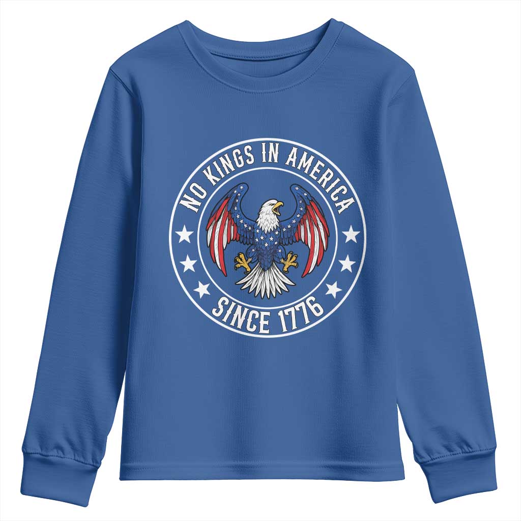No Kings in America Patriotic Eagle Youth Sweatshirt Since 1776 4th of July USA Independence Day