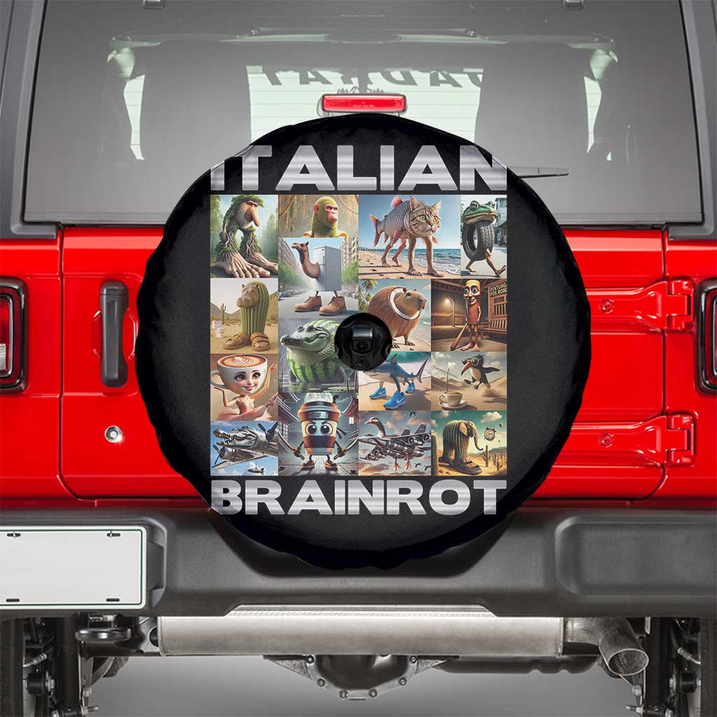 Funny Italian Brainrot Meme Art Spare Tire Cover Surreal Humor Pop Culture Collage