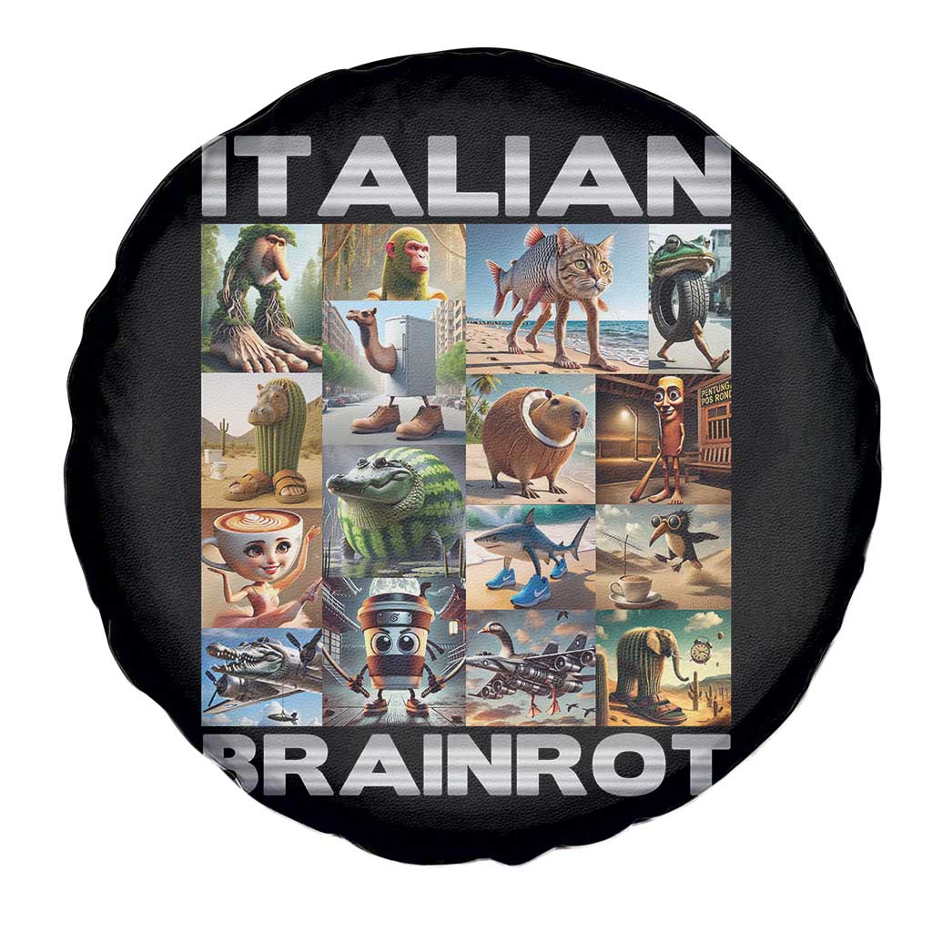 Funny Italian Brainrot Meme Art Spare Tire Cover Surreal Humor Pop Culture Collage