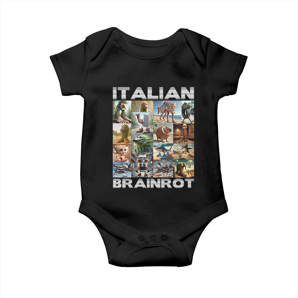 Funny Italian Brainrot Meme Art Baby Onesie Surreal Humor Pop Culture Collage