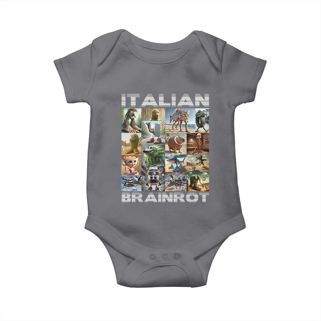 Funny Italian Brainrot Meme Art Baby Onesie Surreal Humor Pop Culture Collage