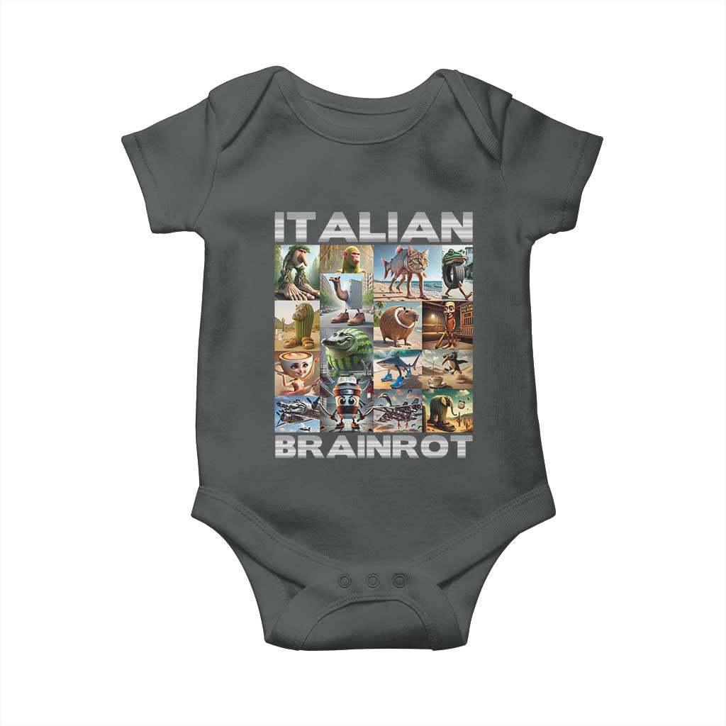 Funny Italian Brainrot Meme Art Baby Onesie Surreal Humor Pop Culture Collage