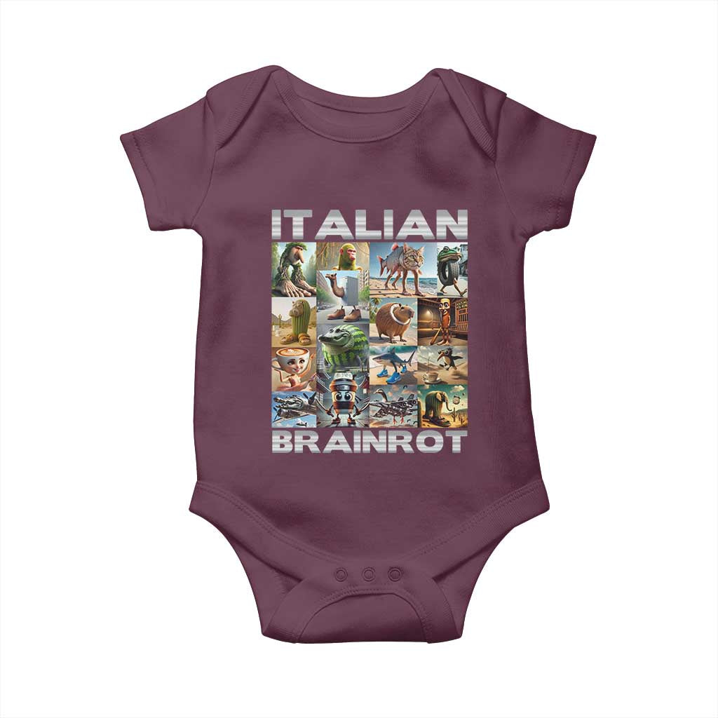 Funny Italian Brainrot Meme Art Baby Onesie Surreal Humor Pop Culture Collage