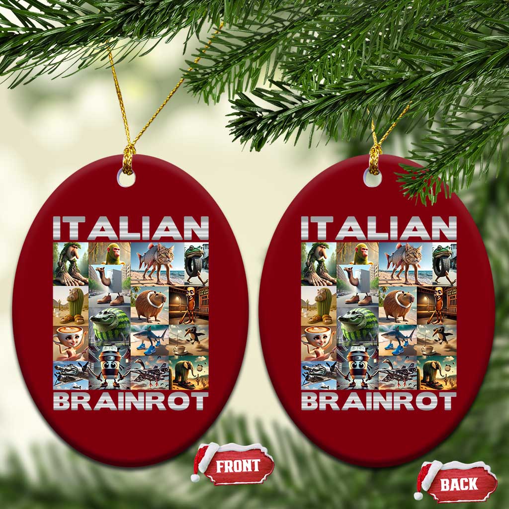 Funny Italian Brainrot Meme Art Ceramic Ornament Surreal Humor Pop Culture Collage - Wonder Print Shop