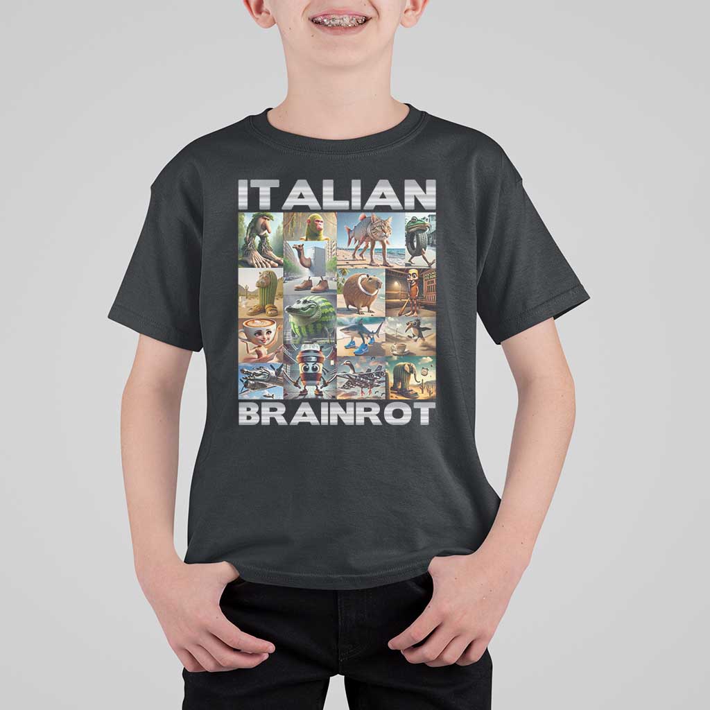 Funny Italian Brainrot Meme Art T Shirt For Kid Surreal Humor Pop Culture Collage