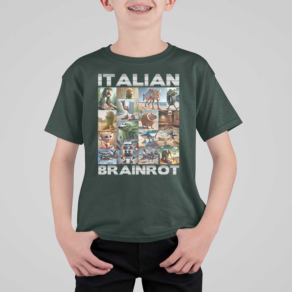 Funny Italian Brainrot Meme Art T Shirt For Kid Surreal Humor Pop Culture Collage
