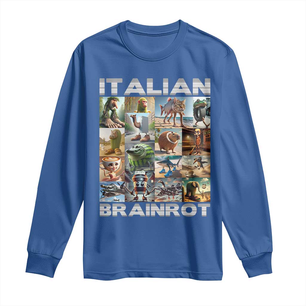 Funny Italian Brainrot Meme Art Long Sleeve Shirt Surreal Humor Pop Culture Collage