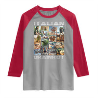 Funny Italian Brainrot Meme Art Raglan Shirt Surreal Humor Pop Culture Collage