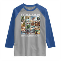 Funny Italian Brainrot Meme Art Raglan Shirt Surreal Humor Pop Culture Collage