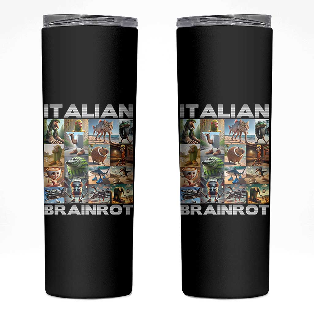 Funny Italian Brainrot Meme Art Skinny Tumbler Surreal Humor Pop Culture Collage