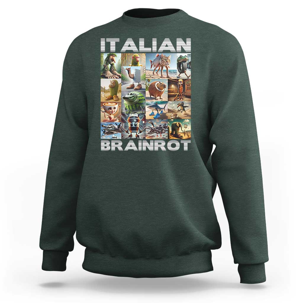 Funny Italian Brainrot Meme Art Sweatshirt Surreal Humor Pop Culture Collage